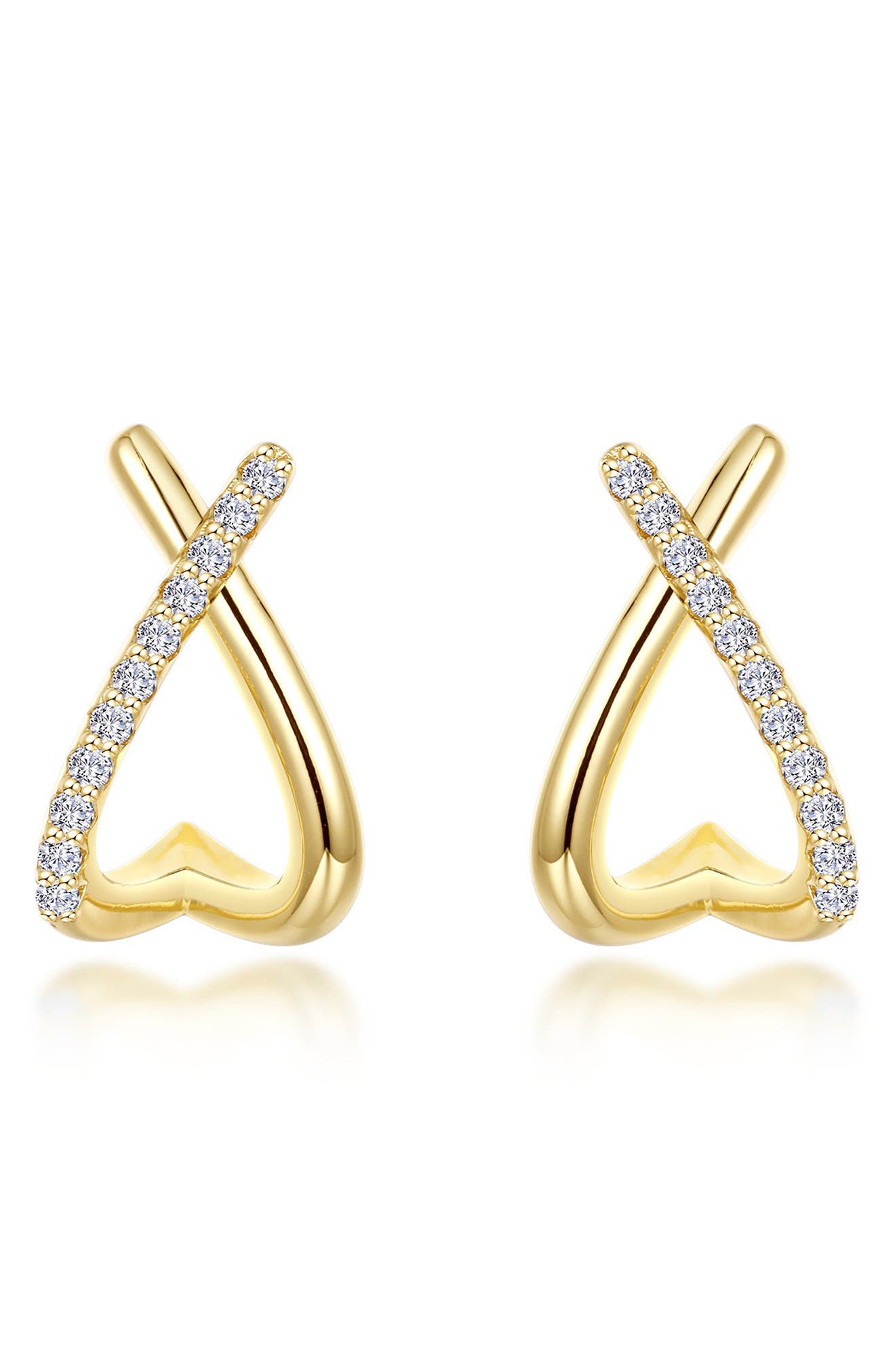 Crisscross Simulated Diamond Heart Hoop Earrings