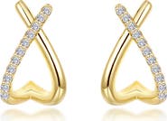 Lafonn Crisscross Simulated Diamond Heart Hoop Earrings