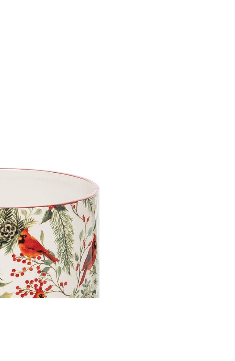 C&F Home Christmas Red Cardinal & Greenery Dolomite Kitchen Utensil Crock Holder Caddy 7", Alternate, color, White