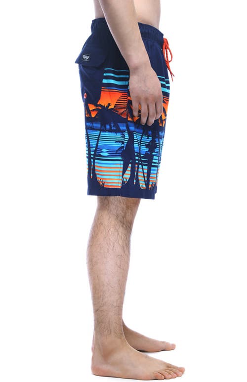 Rokka&rolla All-day Comfort Mesh-lined Swim Trunks In Tropical Palm