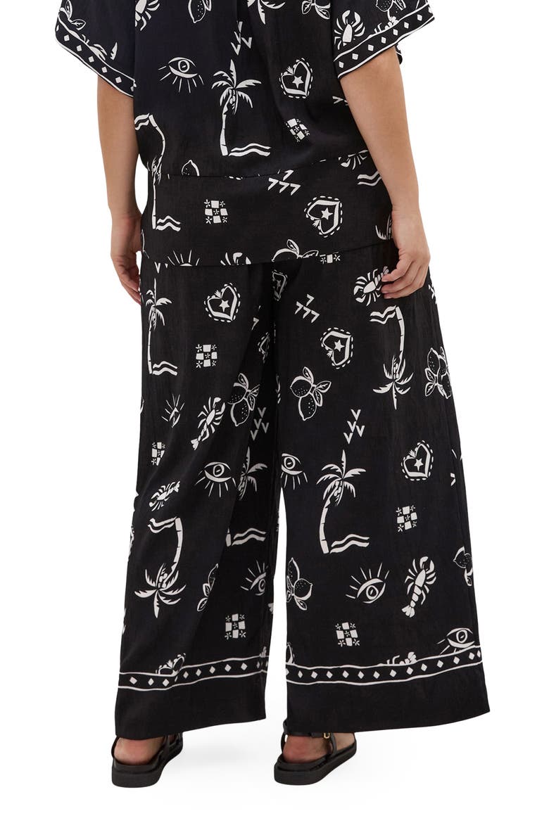 Resort Paperbag Waist Wide Leg Pants, Alternate, color, BLACK AND WHITE
