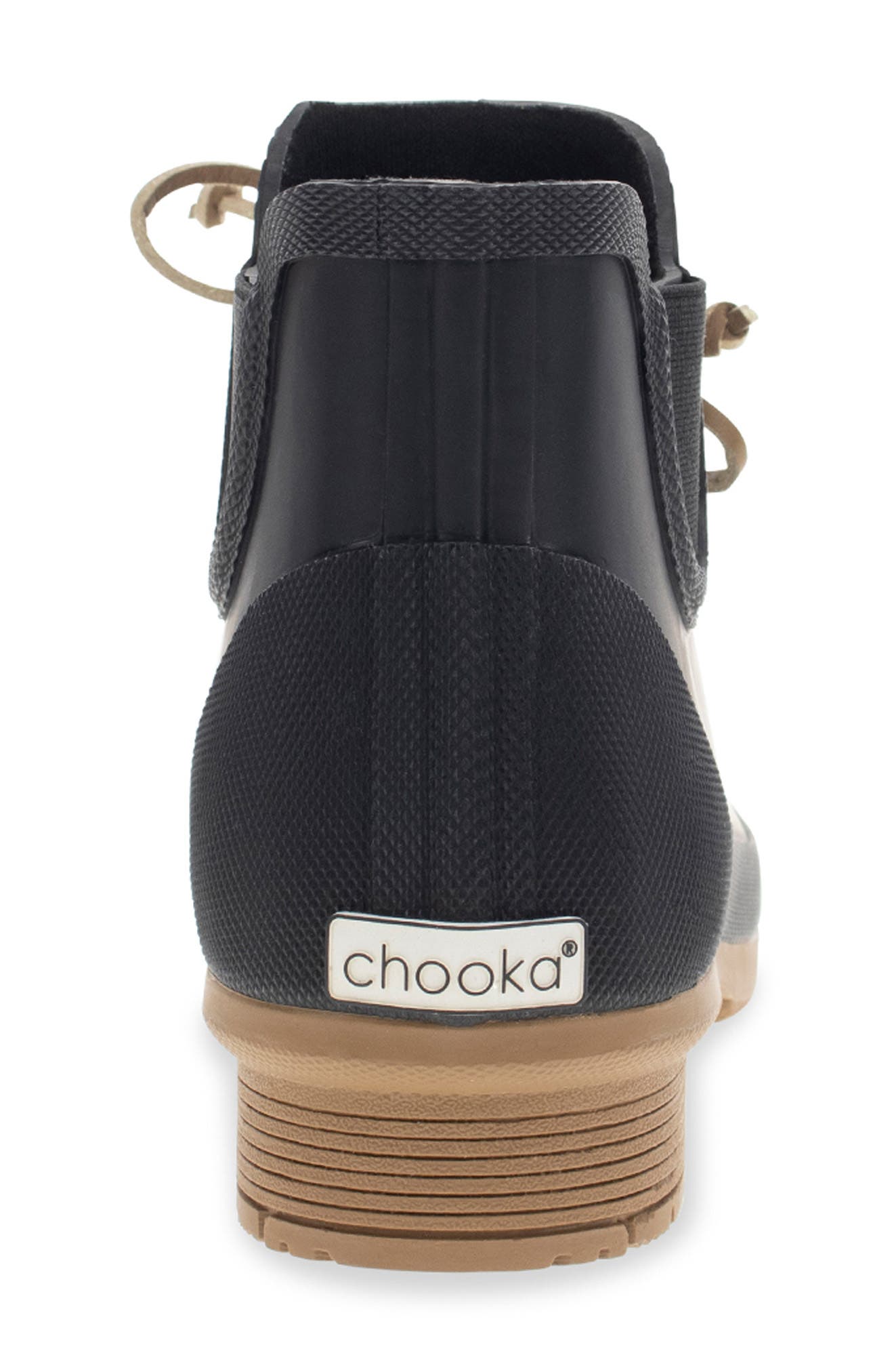 Chooka Downtown Tie Ankle Waterproof Rain Boot, Alternate, color, Black