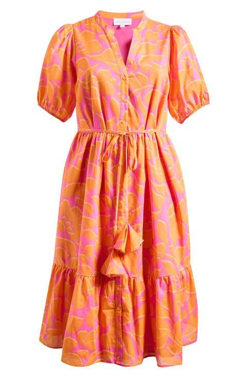 Bracha Floral Print Puff Sleeve Dress