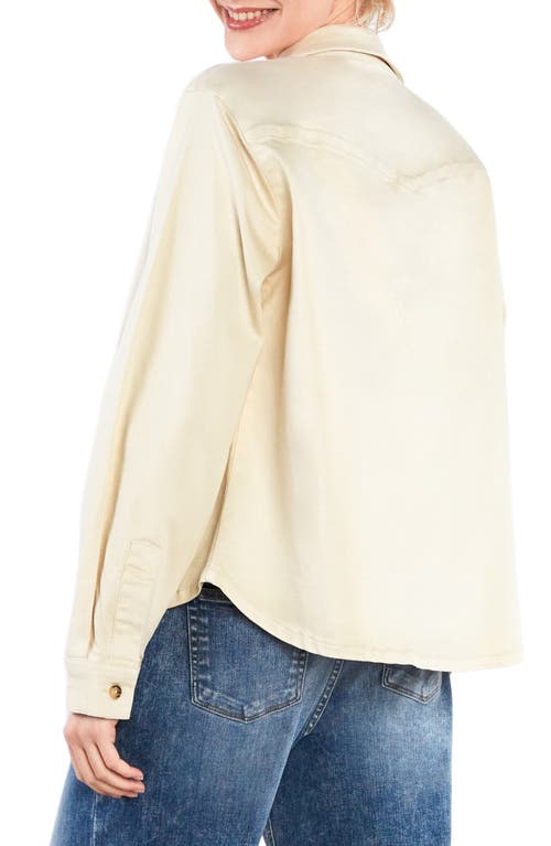 Hint Of Blu The Latest Scoop Denim Shirt Jacket In Nude