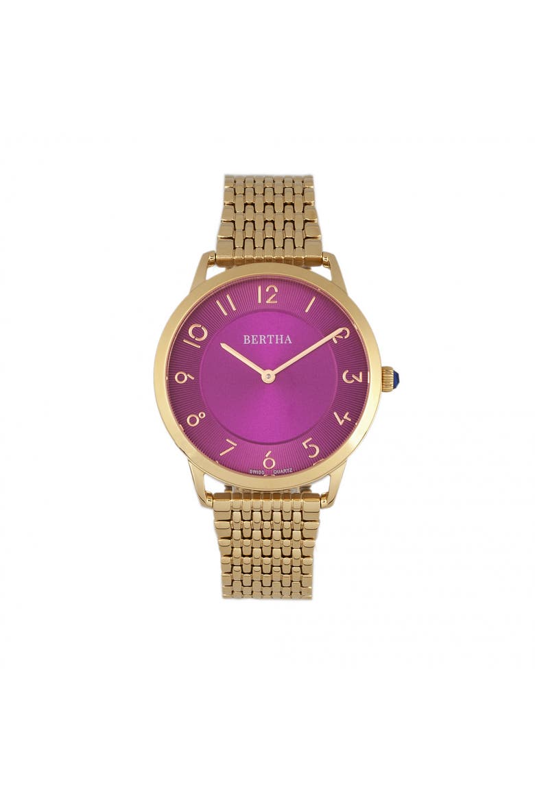 Abby Swiss Bracelet Watch, Main, color, Rose Gold/Fuchsia