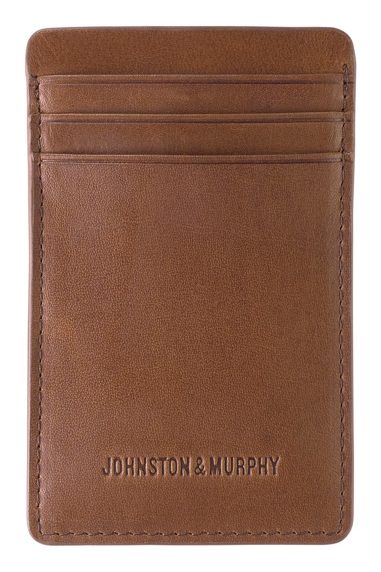 Leather Money Clip Card Case, Main, color, TAN