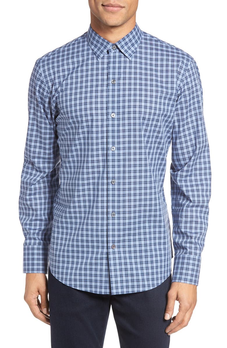 Zachary Prell Gusta Trim Fit Plaid Sport Shirt, Main, color, 