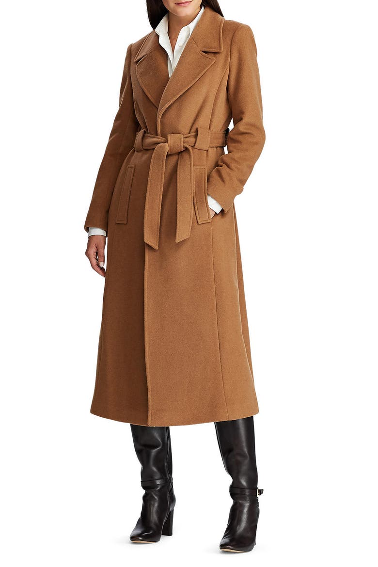 Belted Longline Wool Blend Wrap Coat, Main, color, NEW VICUNA