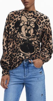 Desigual Minnie Mouse Leopard Sweater