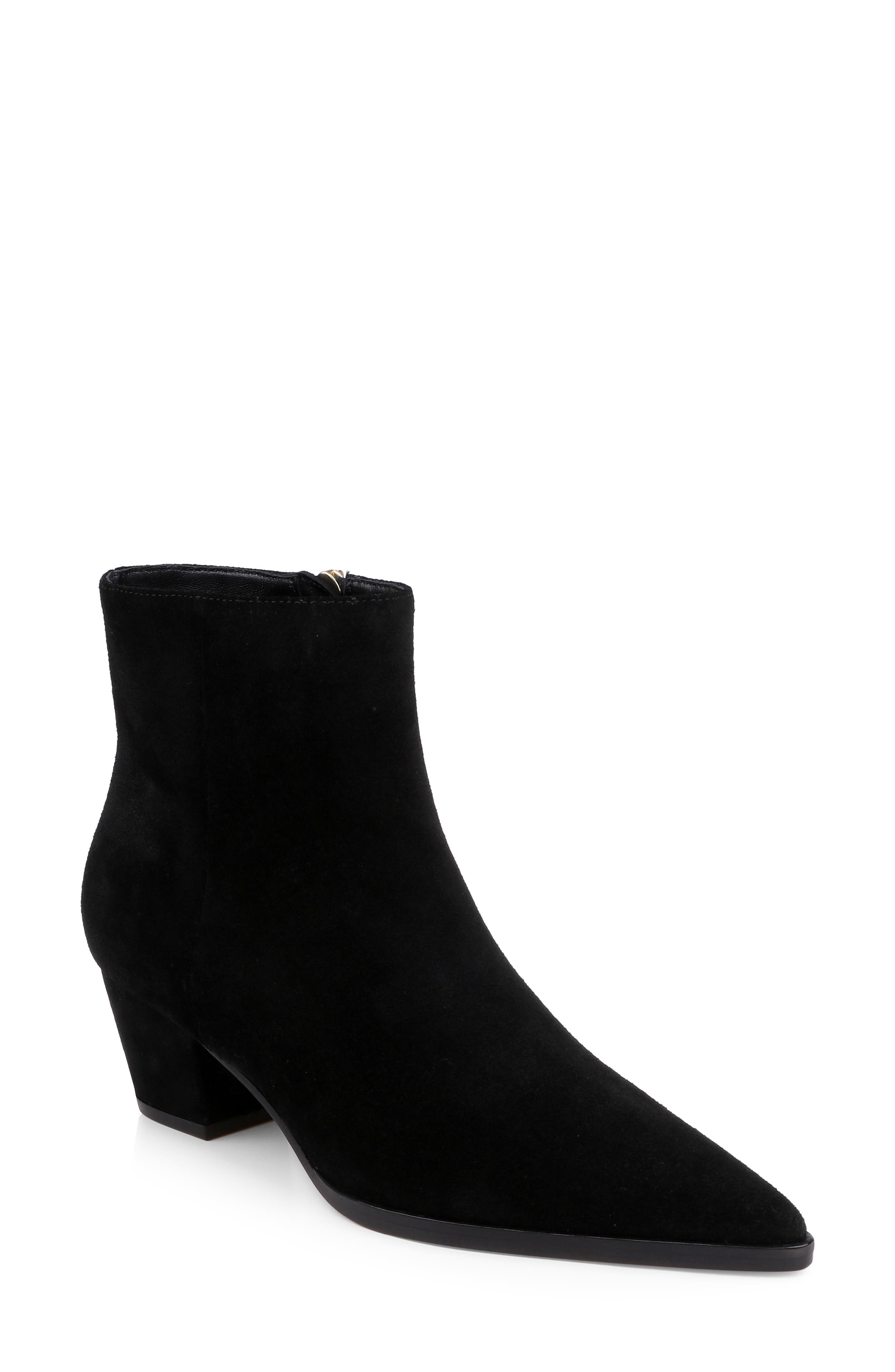 Vesey Pointed Toe Bootie, Main, color, BLACK SUEDE
