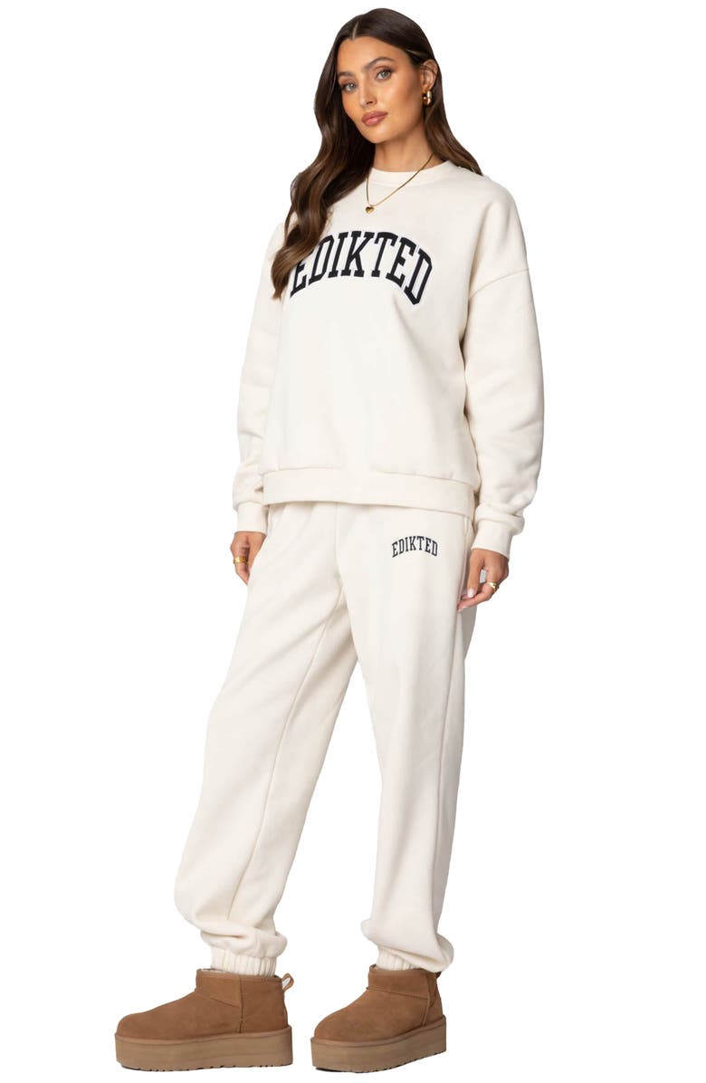 EDIKTED Babe Oversize Sweatpants, Alternate, color, Cream