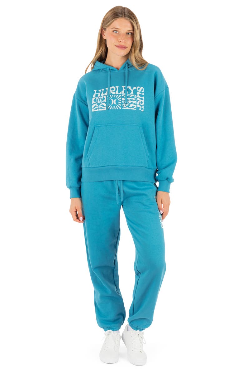 Hurley Surf Days Cotton Blend Fleece Hoodie, Alternate, color, Blue Moon