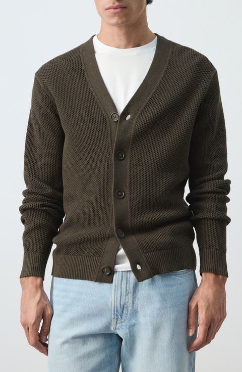 Microstructure Cotton Blend Cardigan