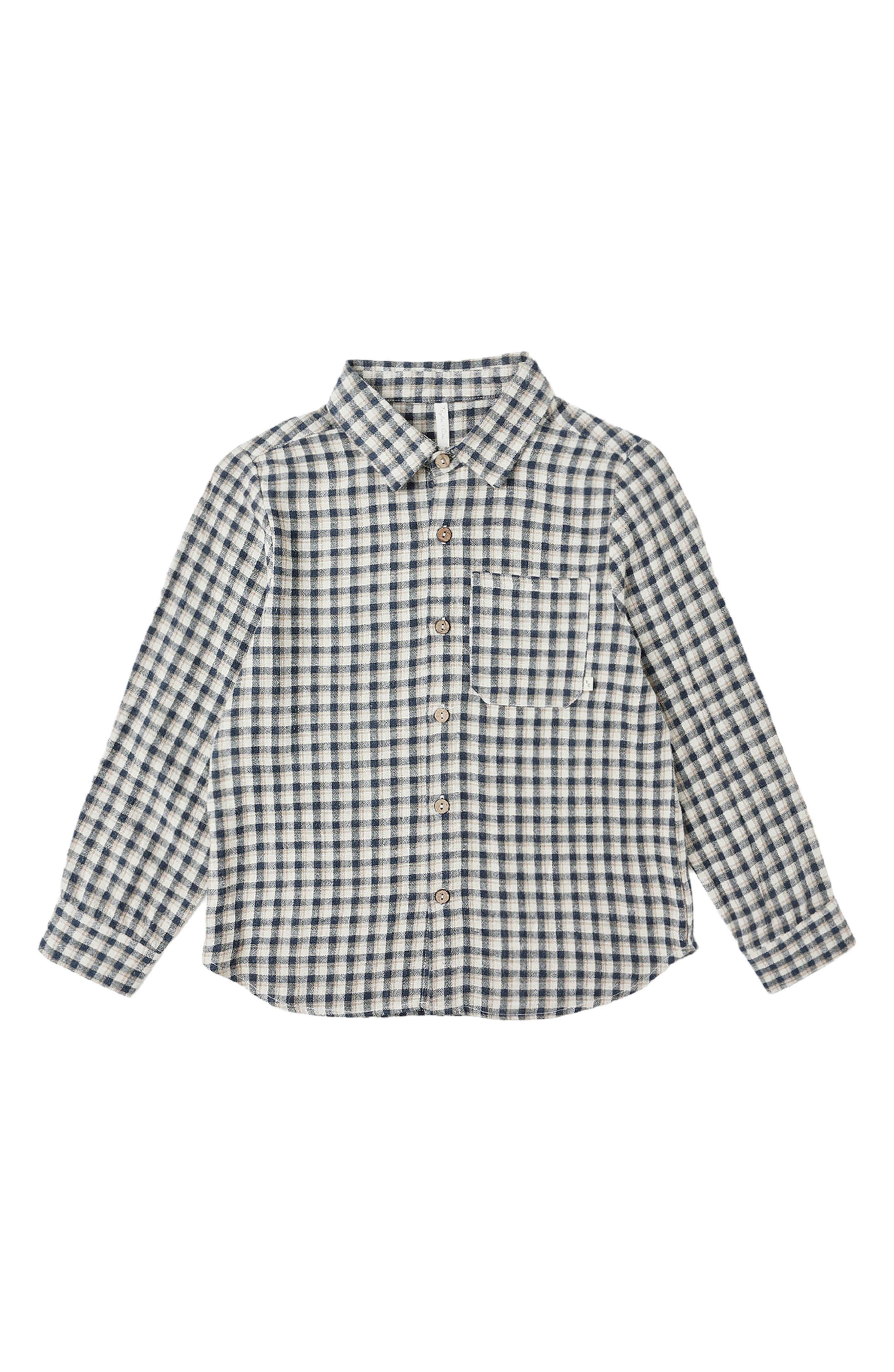 QUINCY MAE Gingham Long Sleeve Button-Up Shirt