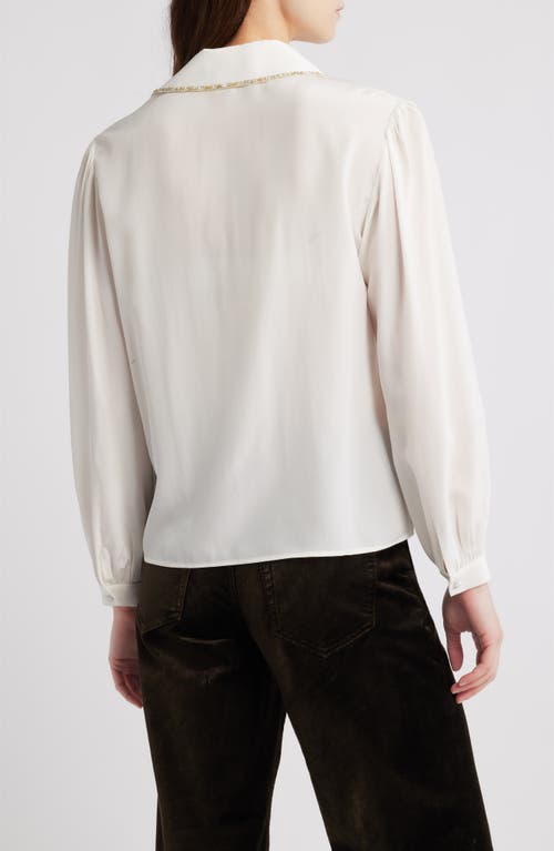 Frame The Bead Embellished Silk Button-up Shirt In White