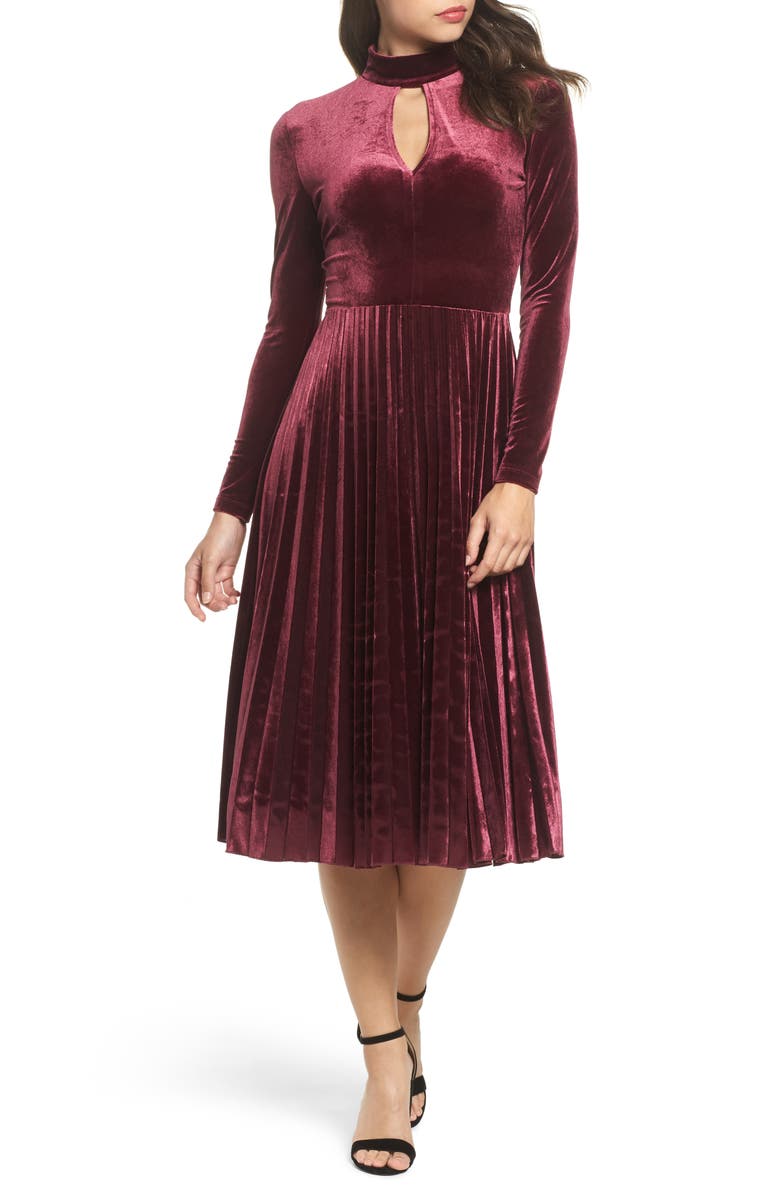 Maggy London Velvet Midi Dress, Main, color,