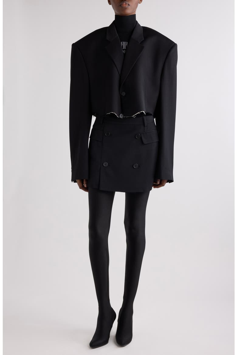Cutoff Crop Single Breasted Blazer, Alternate, color, 1000 BLACK