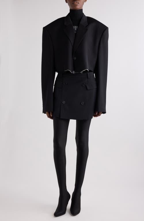 Balenciaga Cutoff Crop Single Breasted Blazer In Black