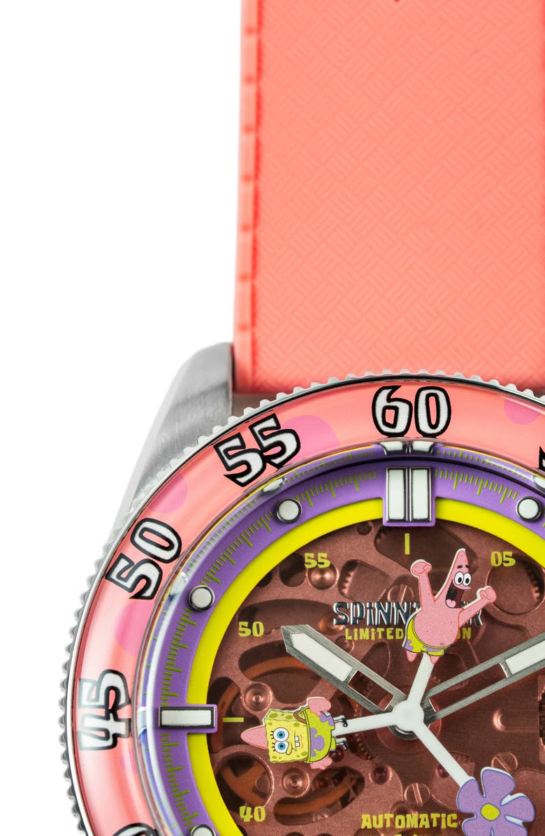SPINNAKER x SpongeBob SquarePants Croft Midsize Automatic Rubber Strap Watch, 40mm, Alternate, color,