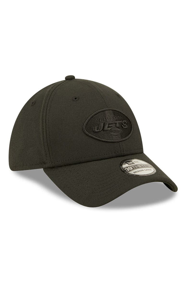 New Era Men's New Era New York Jets Black On Black 39THIRTY Flex Hat, Alternate, color, Black