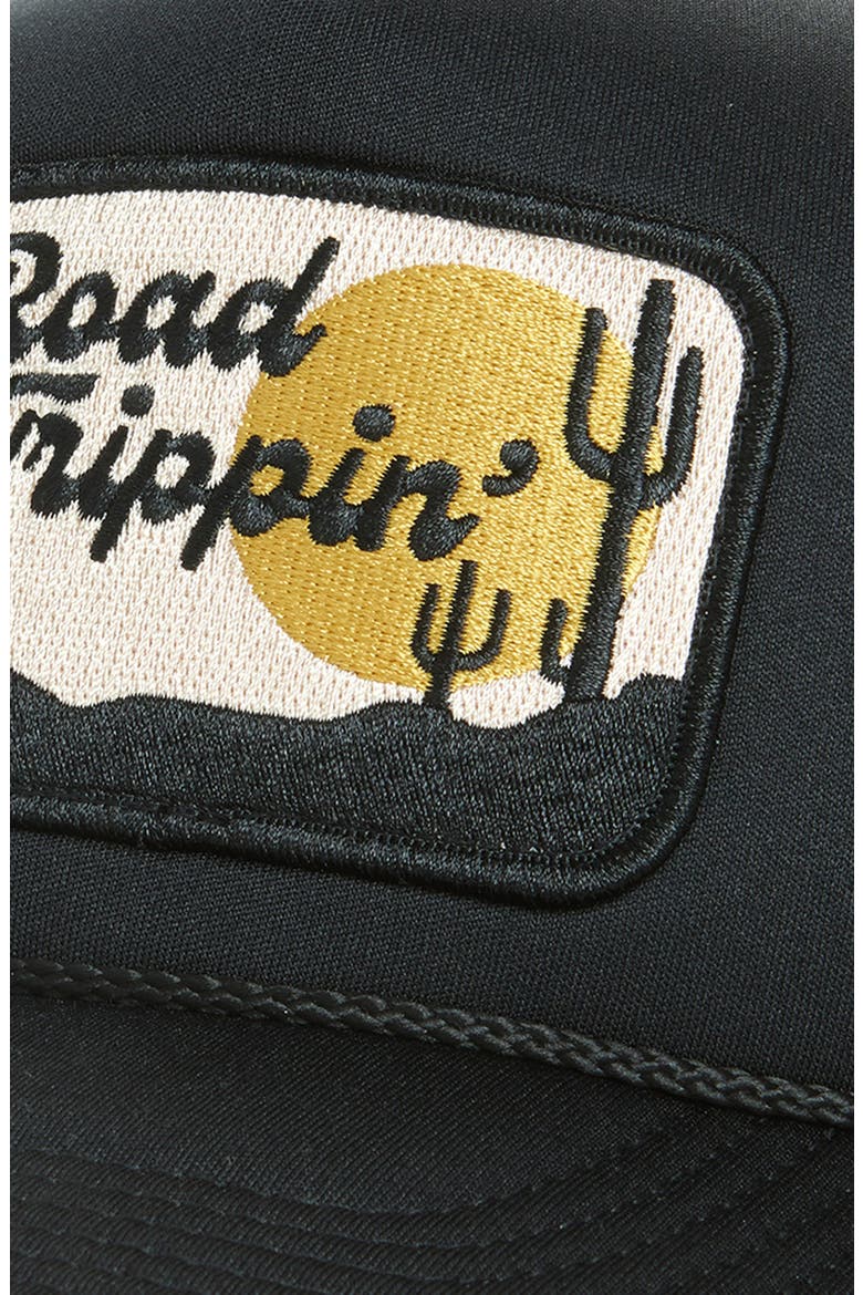 Road Trippin' Patch Trucker Hat, Alternate, color, BLACK