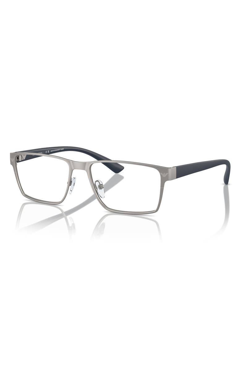 Emporio Armani 53mm Rectangle Optical Glasses, Alternate, color, Matte Gunmetal / Demo Lens