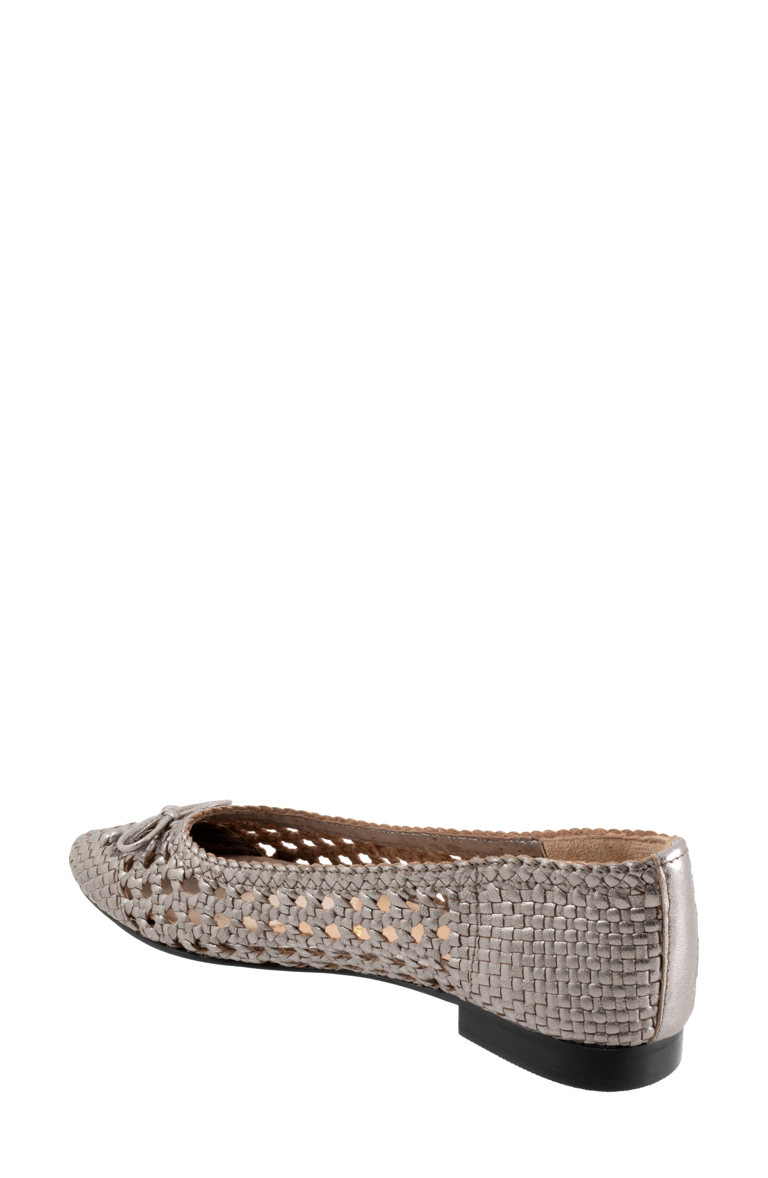 Edith Woven Pointed Toe Flat, Alternate, color, PEWTER METALLIC