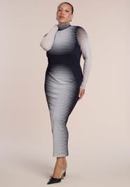 ELOQUII Printed Stretch Mesh Maxi Dress