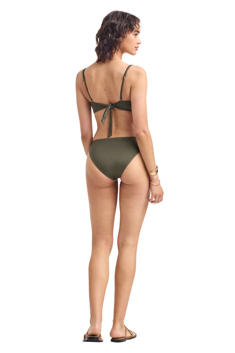 Cali High Cut Bikini Bottoms, Alternate, color, OLIVE