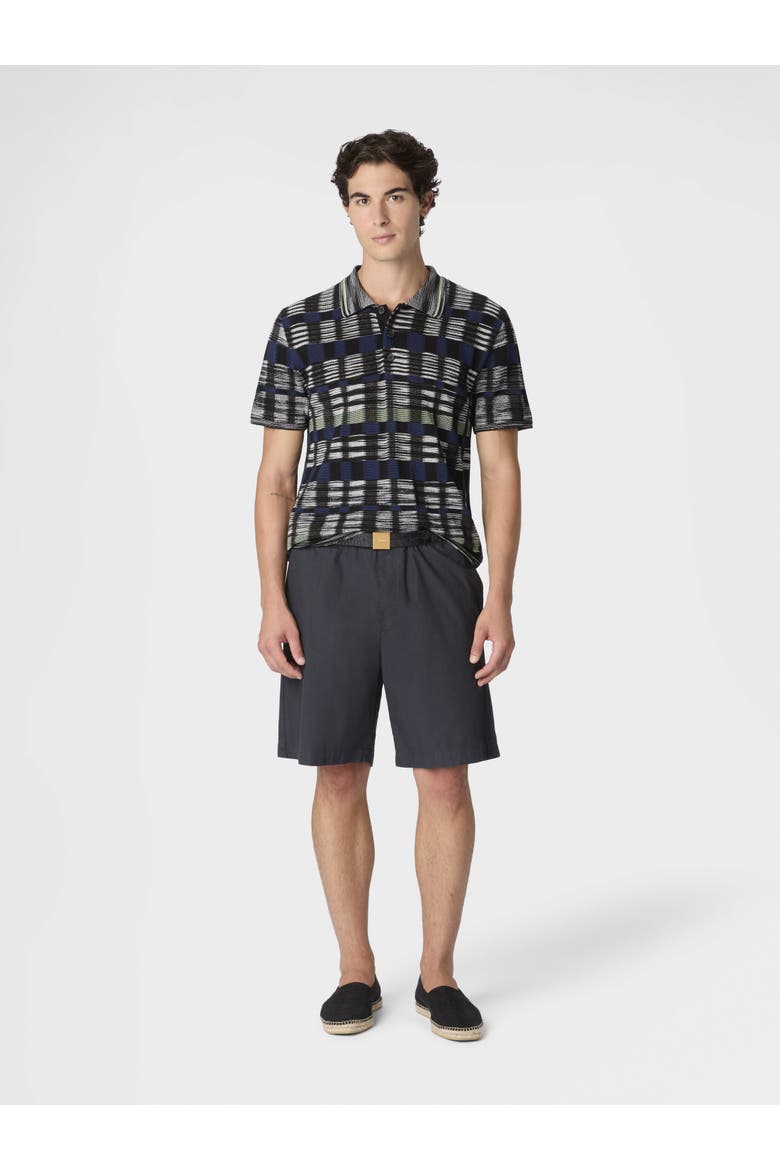 Cotton And Viscose Polo Shirt With Check Pattern, Alternate, color, Beige& White