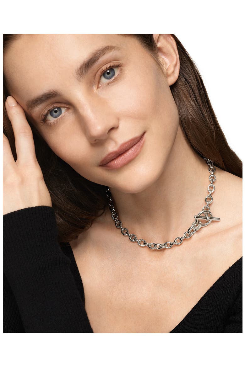DY Mercer® Toggle Chain Necklace in Sterling Silver with Diamonds, 8mm, Alternate, color, DIAMOND/ SILVER