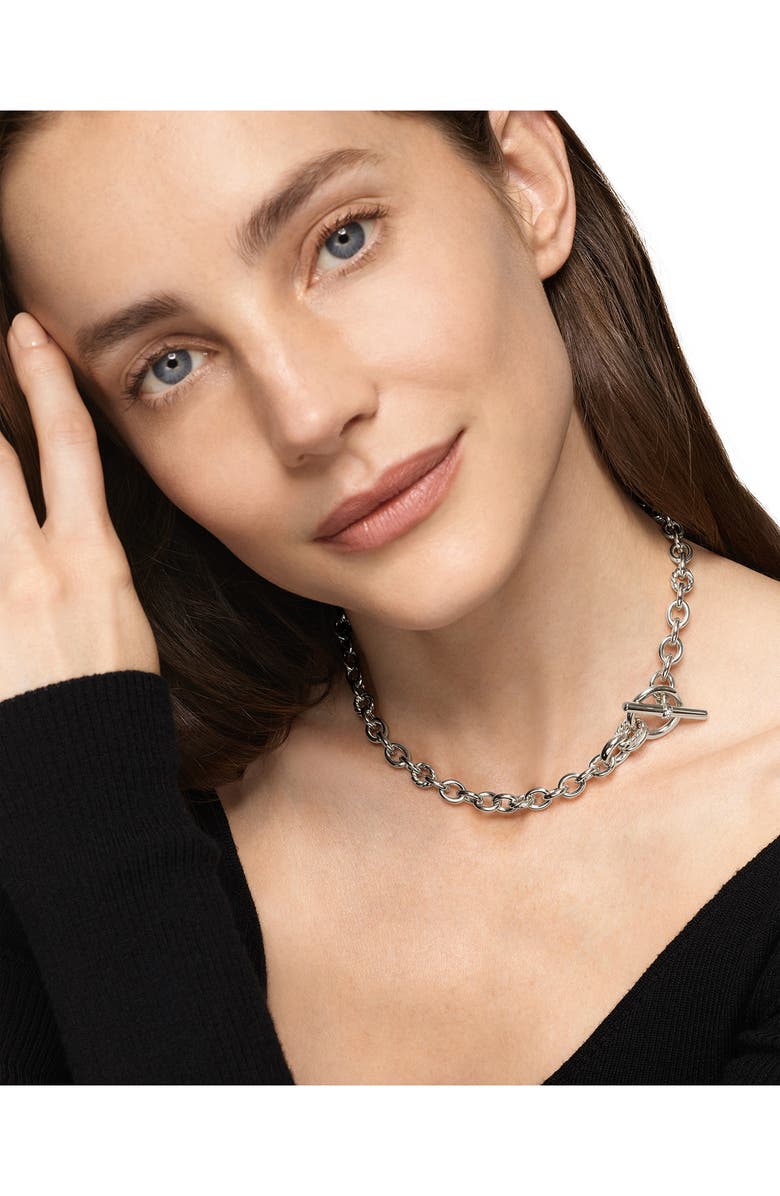 David Yurman DY Mercer<sup>®</sup> Toggle Chain Necklace in Sterling Silver with Diamonds, 8mm, Alternate, color, Diamond/ Silver