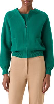 Akris Cashmere Piqué Zip-Up Cardigan