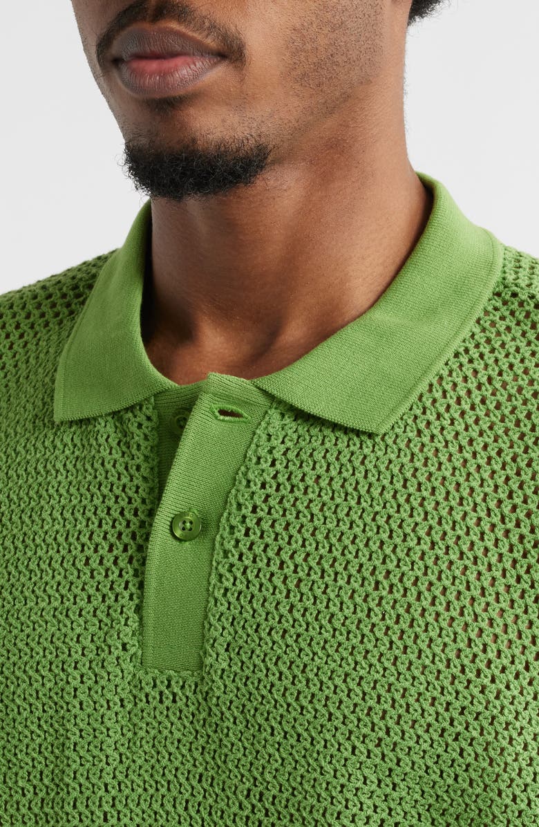 Obey Saratoga Open Stitch Cotton Polo, Alternate, color, Piquant Green