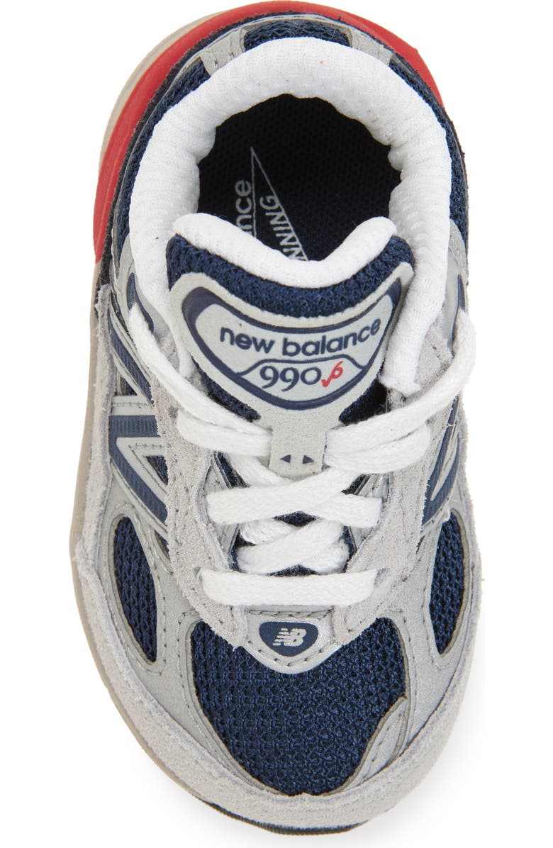 New Balance Kids' 990v6 Sneaker, Alternate, color, Grey Matter/ Team Red