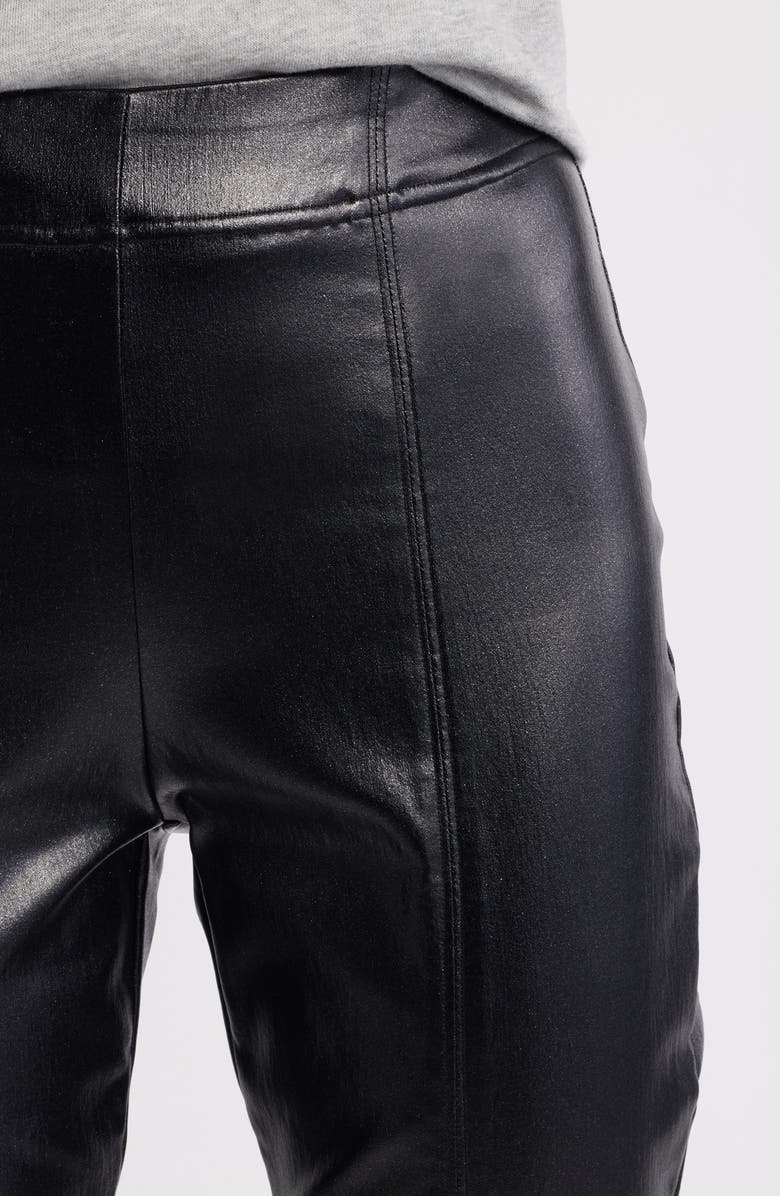 Hue Coated High Waist Cigarette Pants, Alternate, color, Black