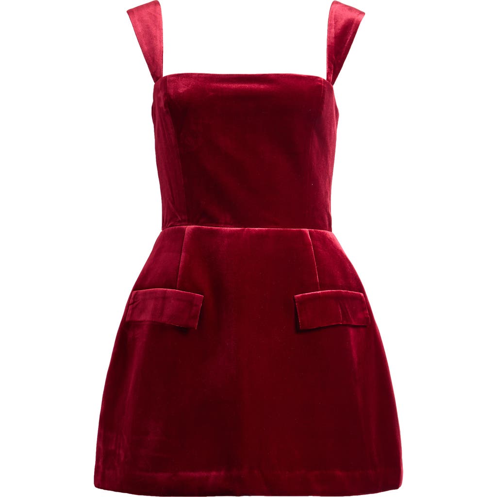 Amanda Uprichard Bethany Velvet Skort Romper In Red
