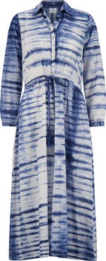Mer St. Barth Anais Women's Button Front Shirtdressn Navy Shibori