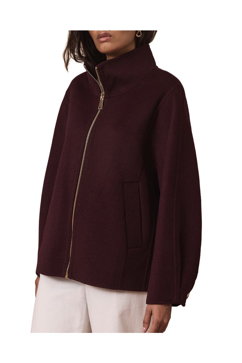 Wool Blend Hand Finished Bomber Jacket, Alternate, color, Burgundy