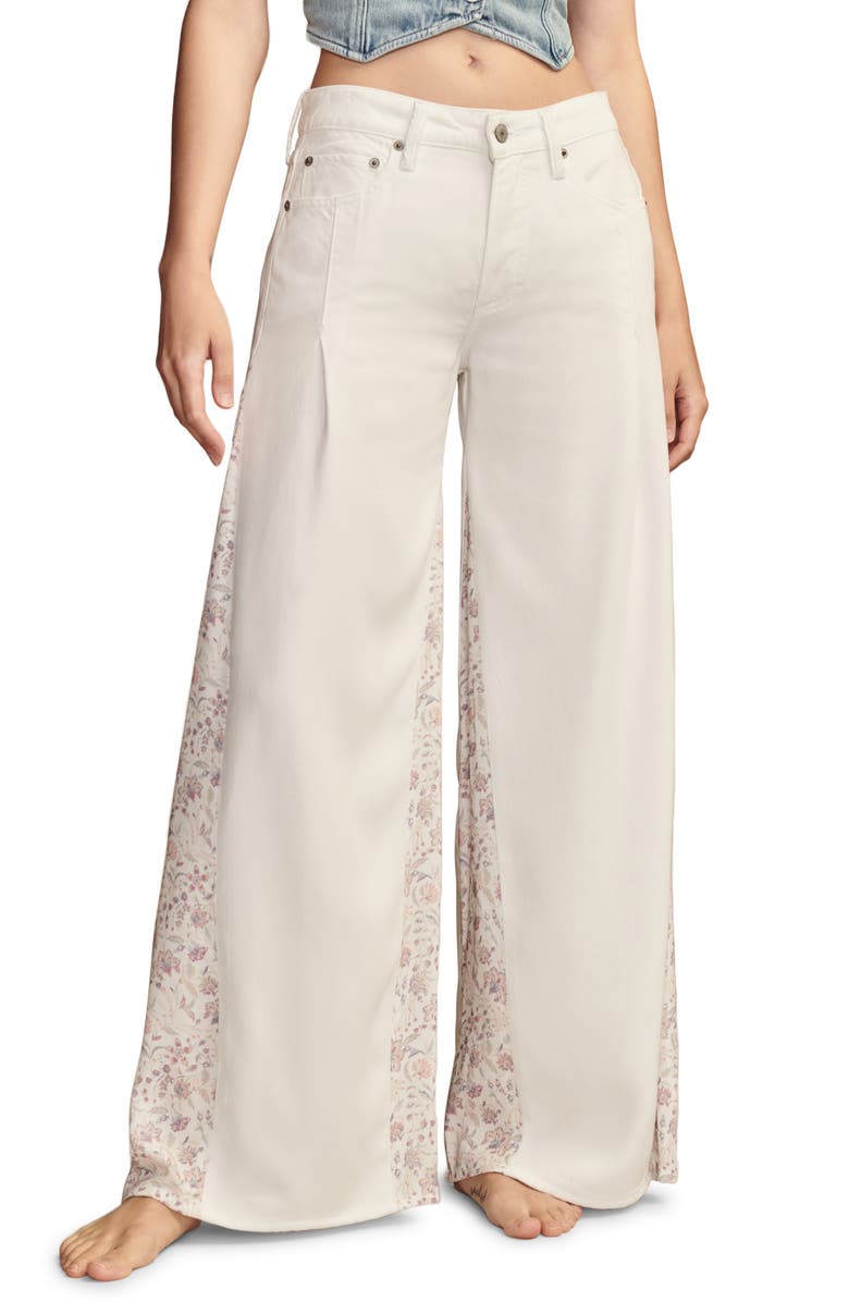 Lucky Brand Floral Inset Palazzo Jeans, Main, color,