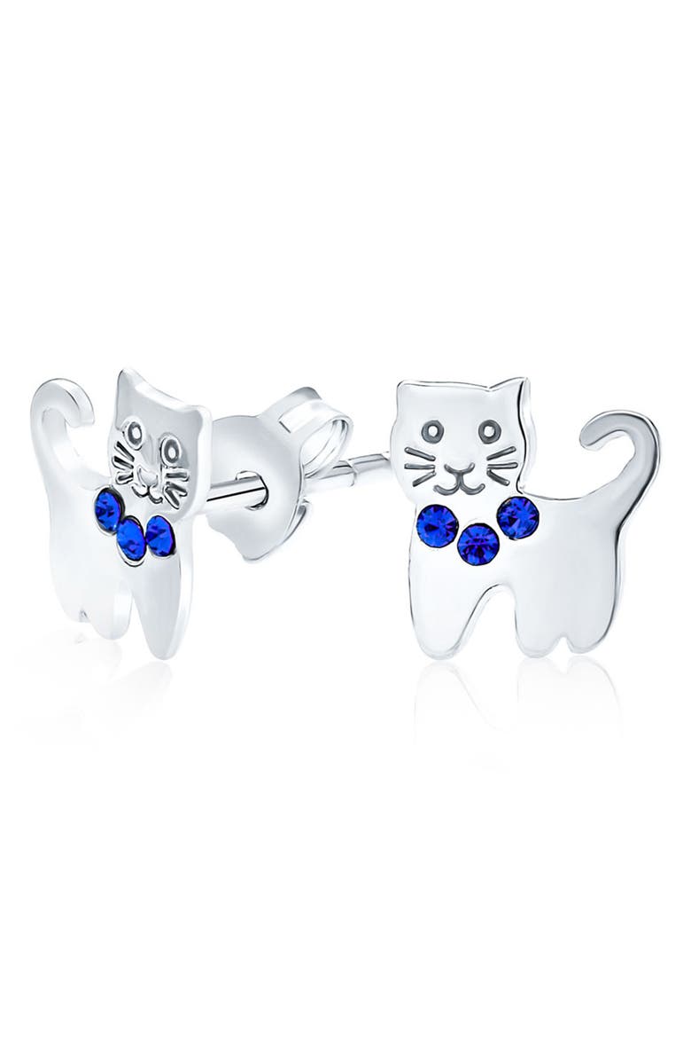 BLING JEWELRY Mini Crystal Kitty Stud Earrings, Alternate, color, 