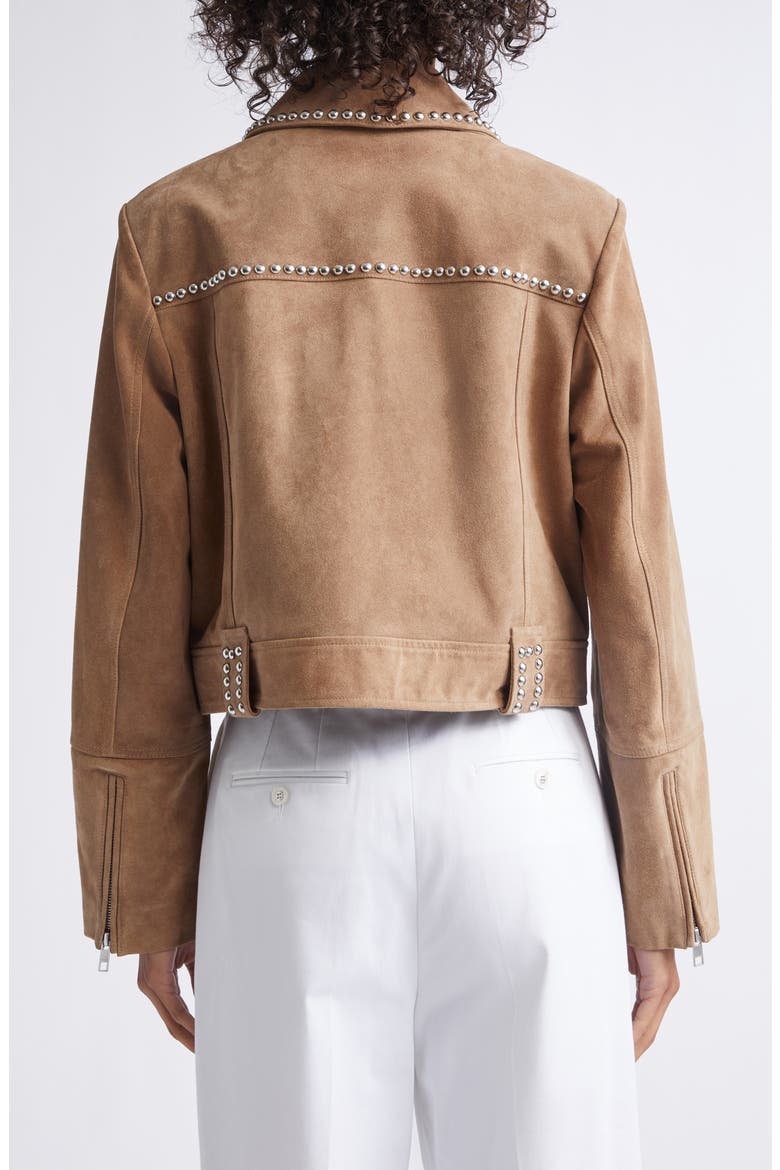 Hugo Stud Detail Faux Suede Jacket, Alternate, color, DUNE