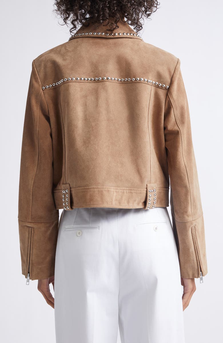 STAUD Hugo Stud Detail Faux Suede Jacket, Alternate, color, Dune
