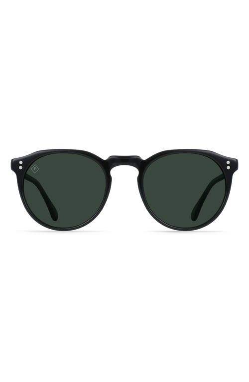 RAEN Remmy 52mm Polarized Round Sunglasses in Recycled Black/Green Polar 