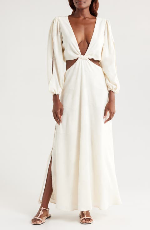 Bianca Balloon Sleeve Cutout Cover-Up Maxi Dress