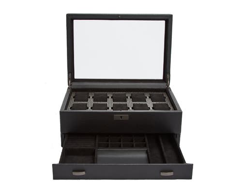 Wolf Axis 10 Piece Watch Box With Drawer In Powder Coat