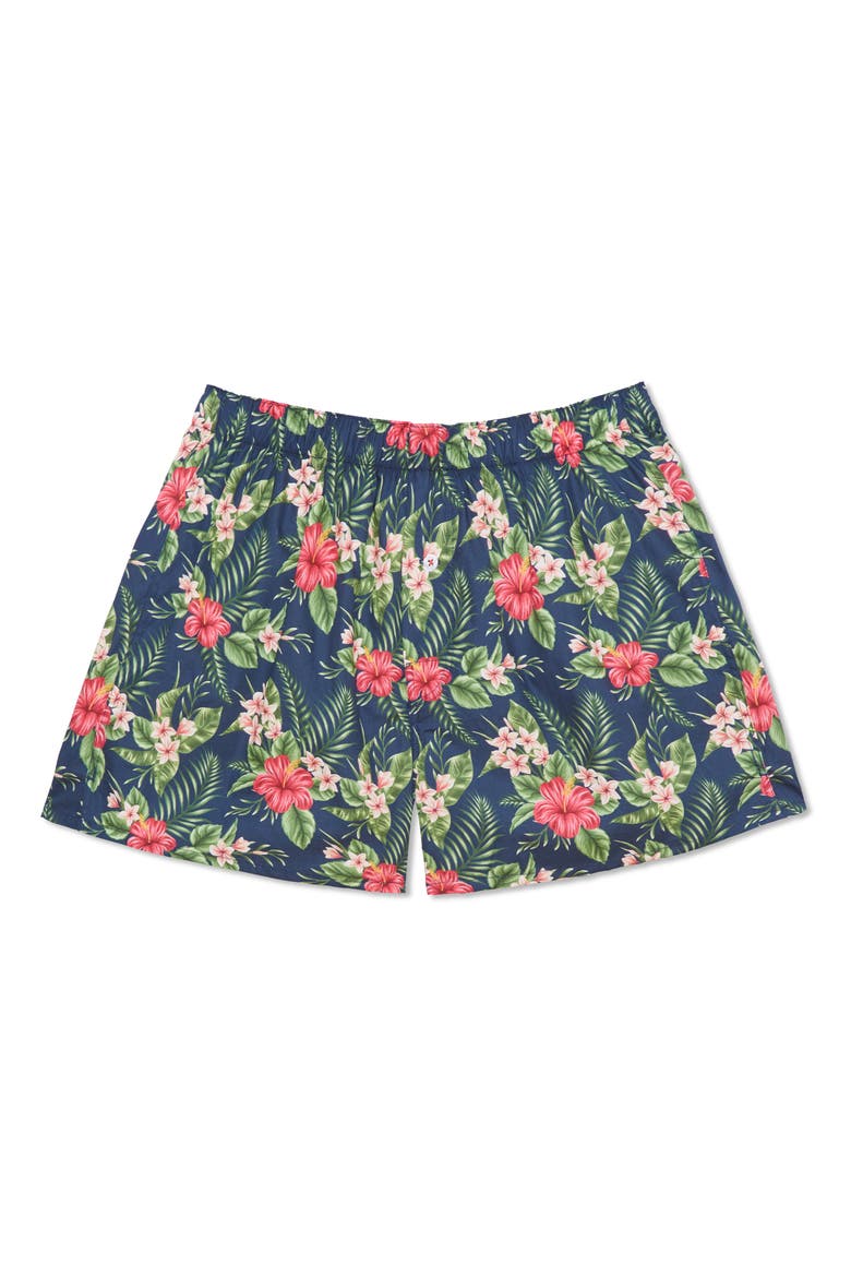 Organic Cotton Oahu Hawaiian Print Boxer Short, Main, color, NAVY