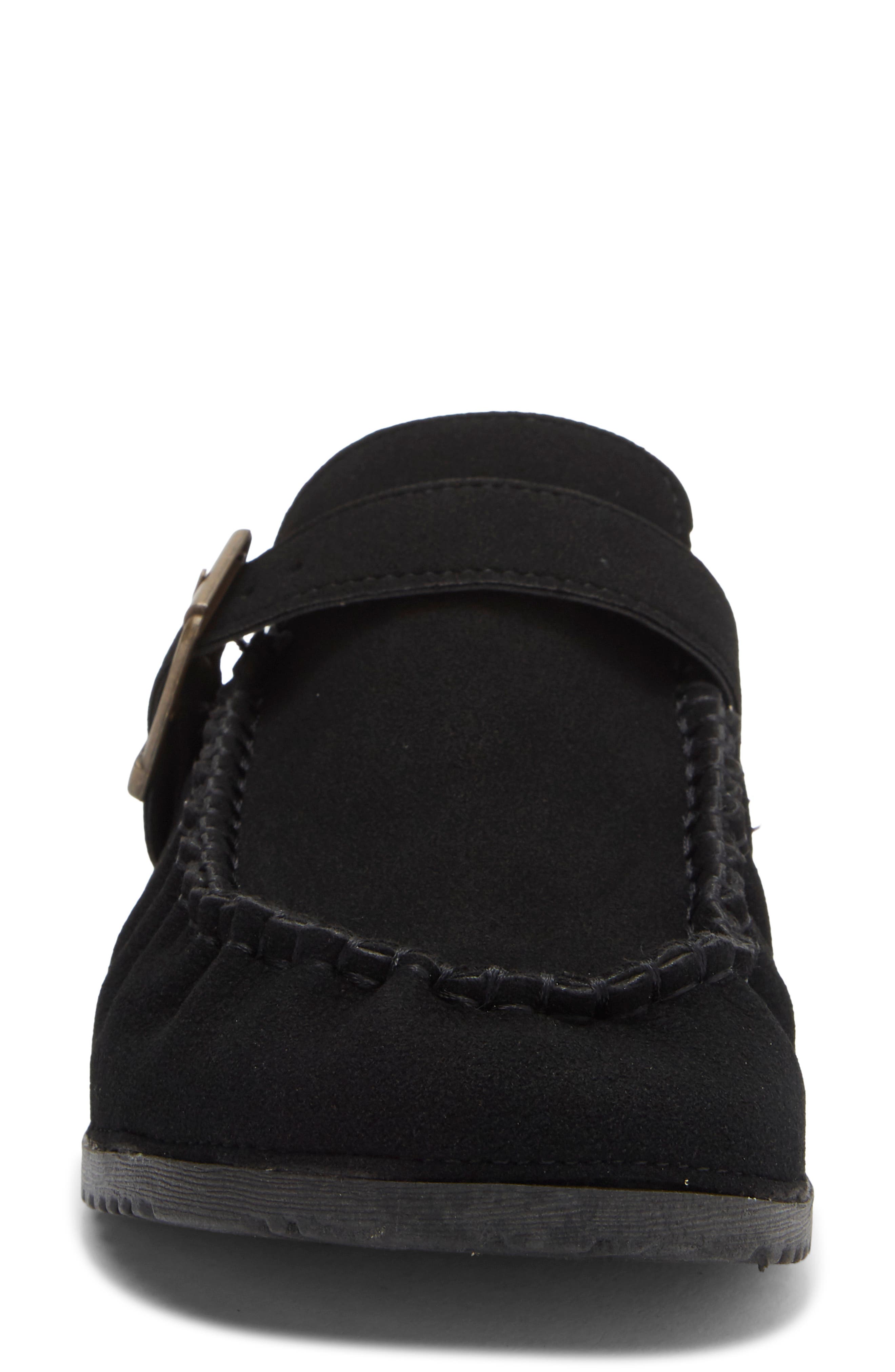 Matcha Faux Leather Flat Mule, Alternate, color, BLACK