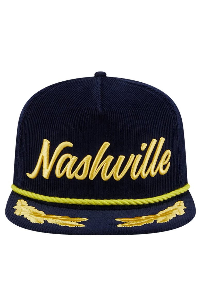 New Era Men's New Era Navy Nashville SC Scrambled Eggs Corduroy Golfer Snapback Hat, Alternate, color, 