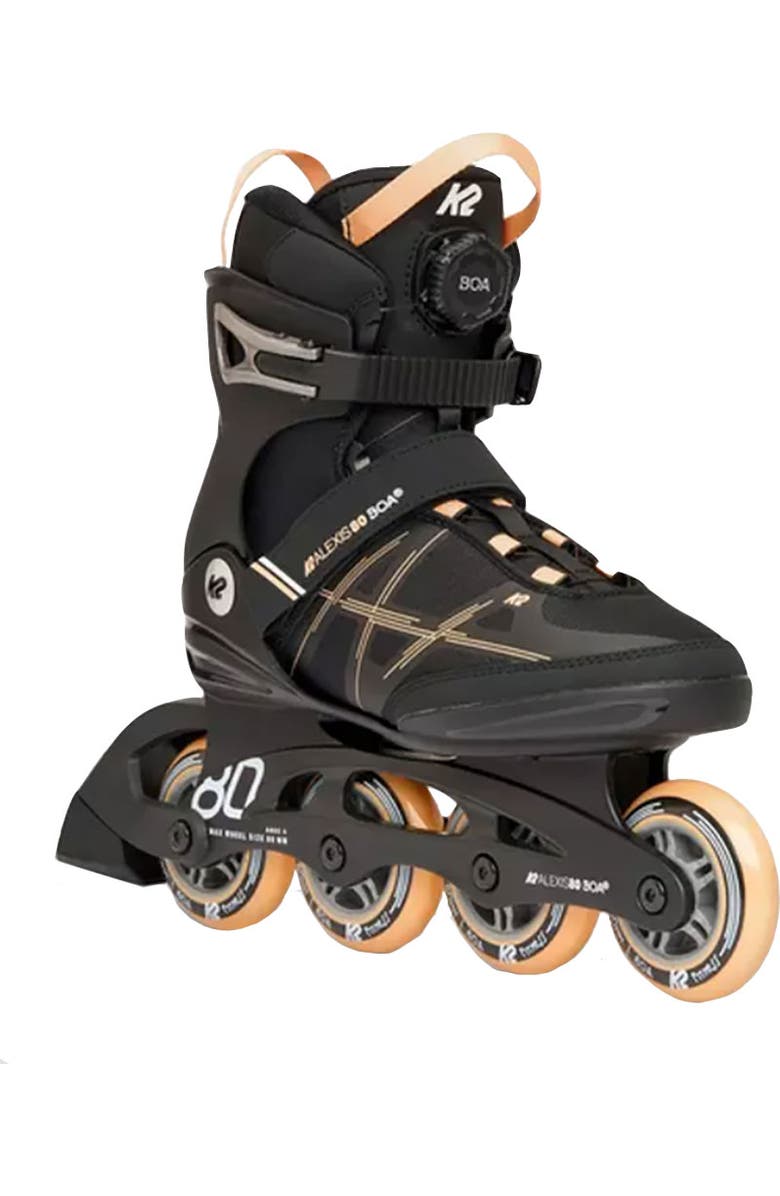 K2 Alexis 80 BOA Black/Pink Womens Inline Skates, Main, color, Black/Pink